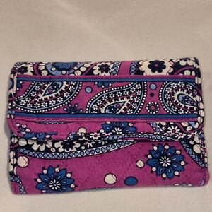 Vera Bradley Purple and Blue Paisley Organizational Wallet, EUC 5.5" x 4"